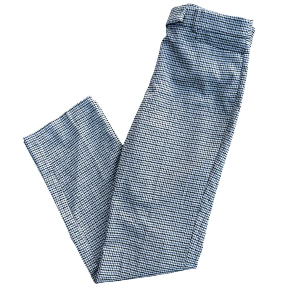 LOFT Womens 6T Blue White Houndstooth Ankle Pants Slim Straight Career